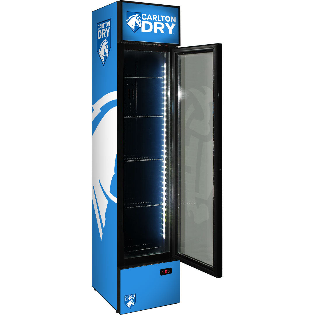 carlton dry Carlton Dry Mid Blue Branded Skinny Upright Bar Fridge - Model SS-P160-DRY-MID (2025 Design) | Retrocade - Image 2