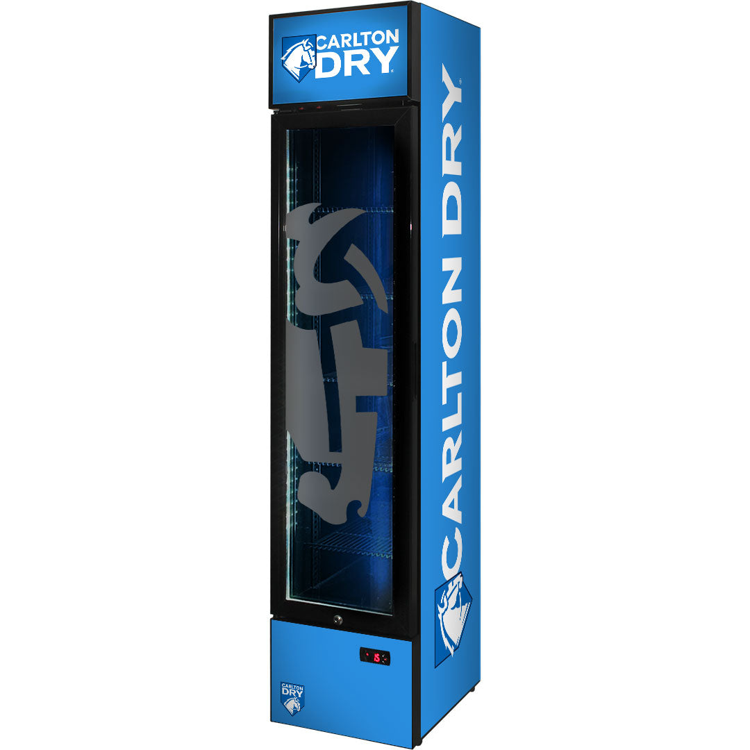 carlton dry Carlton Dry Mid Blue Branded Skinny Upright Bar Fridge - Model SS-P160-DRY-MID (2025 Design) | Retrocade - Image 3