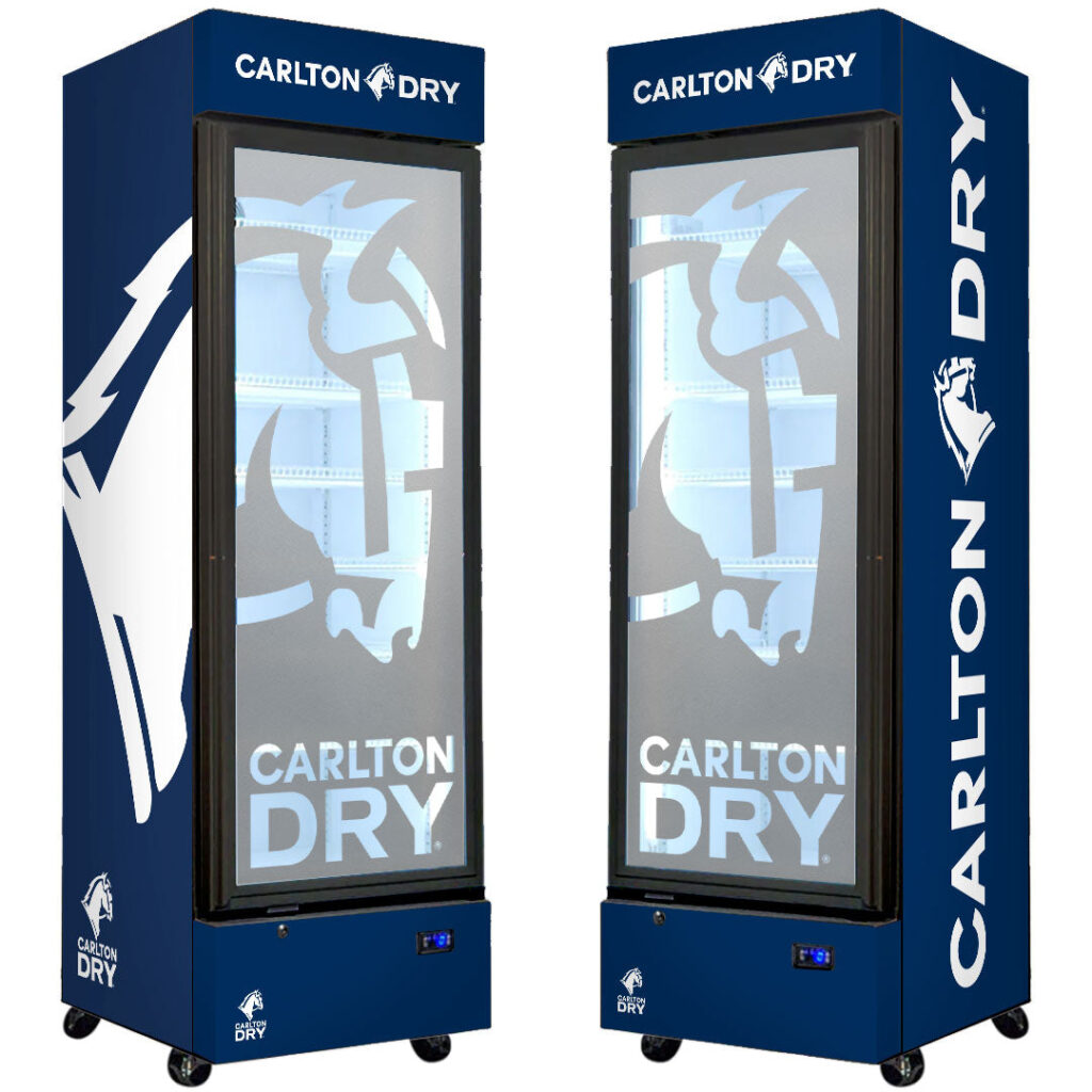 carlton dry Carlton Dry Upright Quiet Running Black Glass Door Bar Fridge - Model SC372B-DRY | Retrocade - Default Title
