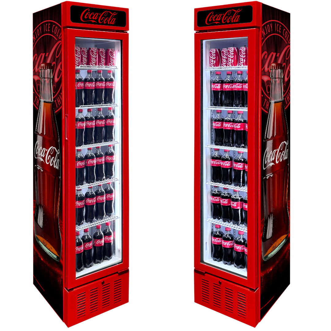 Coca-Cola Coca Cola Skinny Upright Glass Door Bar Fridge | Retrocade - Image 15