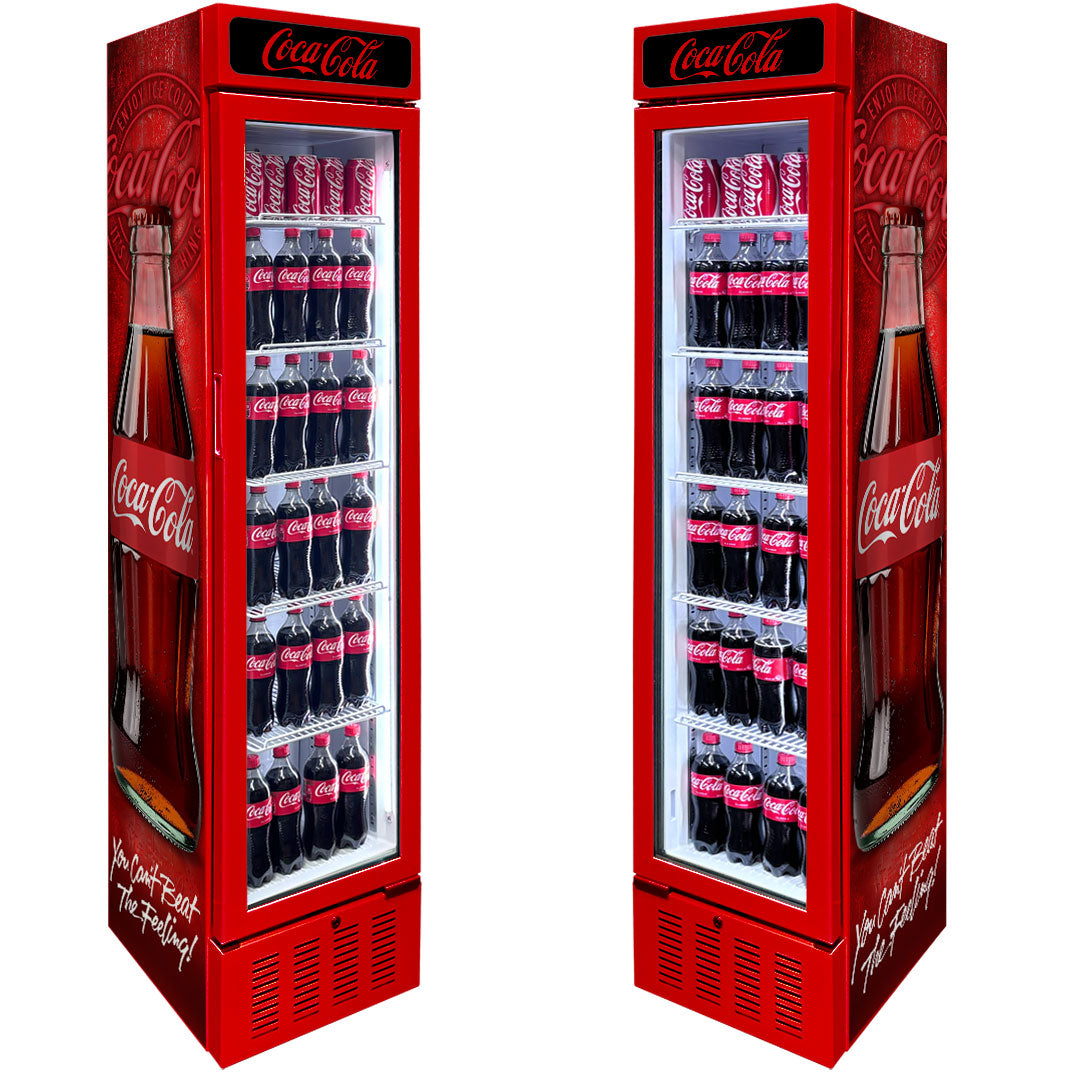 Coca-Cola Coca Cola Skinny Upright Glass Door Bar Fridge | Retrocade - Image 17