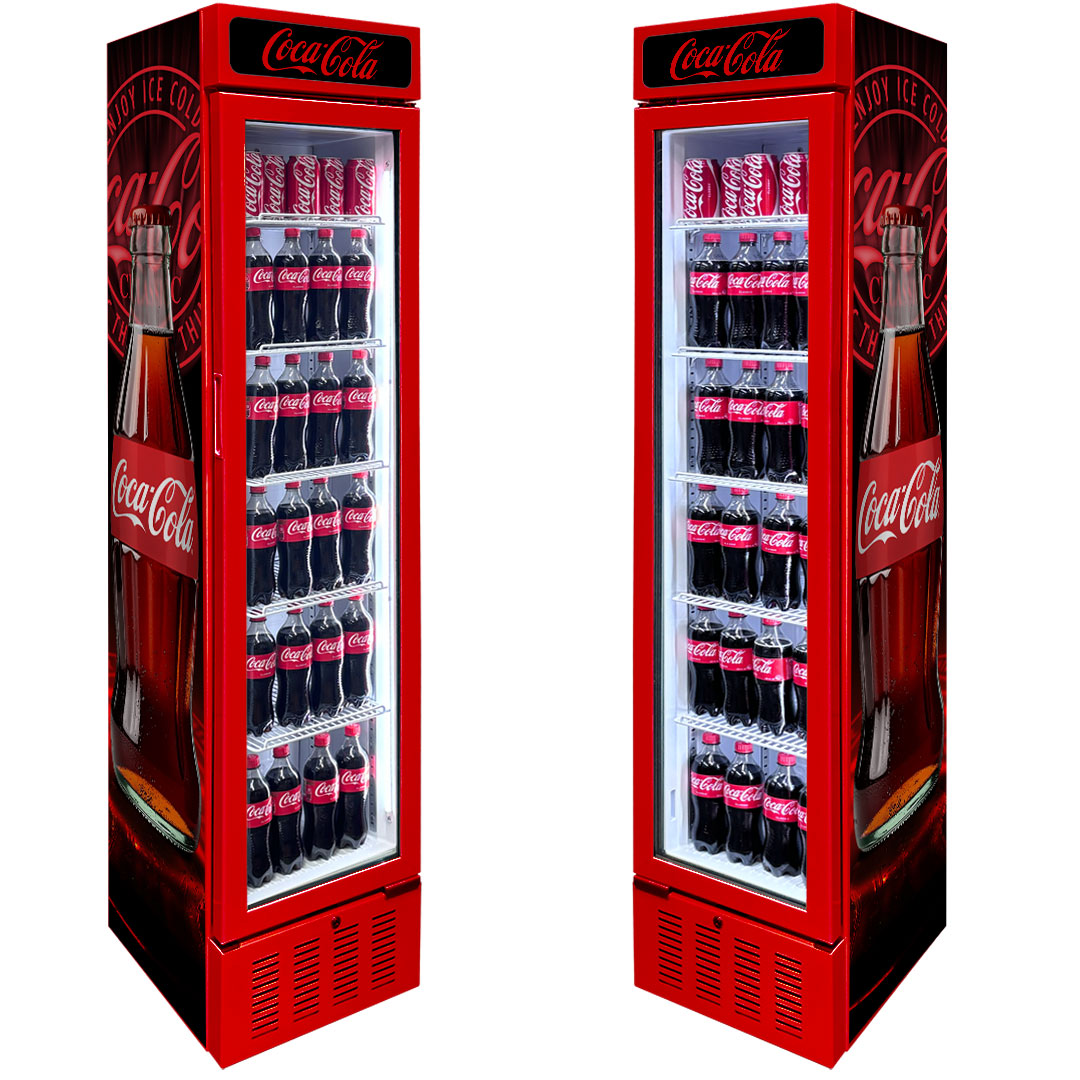Coca-Cola Coca Cola Skinny Upright Glass Door Bar Fridge | Retrocade - Image 13