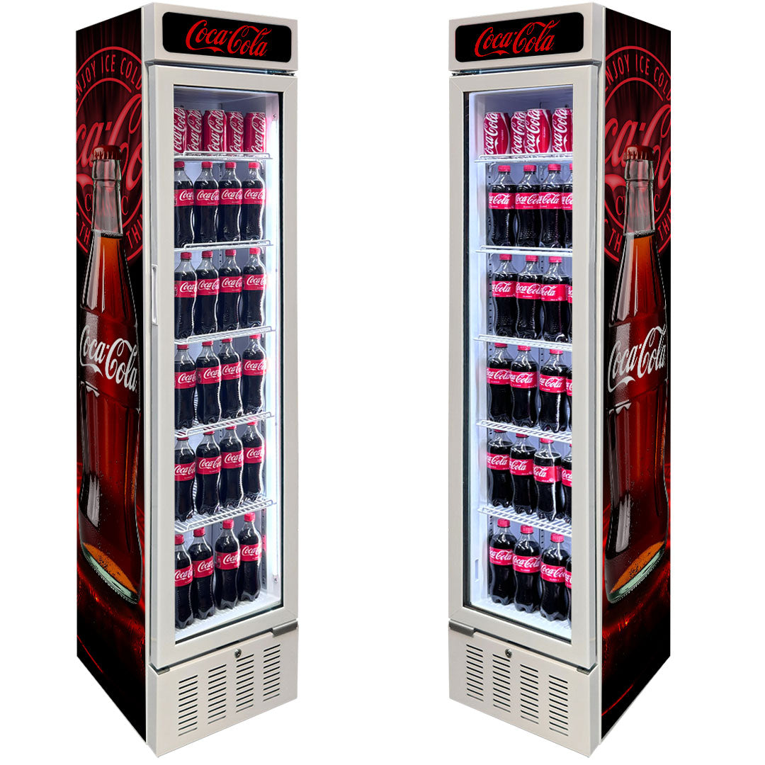 Coca-Cola Coca Cola Skinny White Upright Glass Door Bar Fridge | Retrocade - Image 10