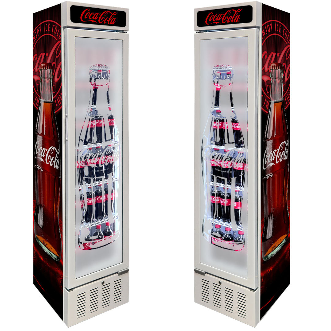 Coca-Cola Coca Cola Skinny White Upright Glass Door Bar Fridge | Retrocade - Image 11