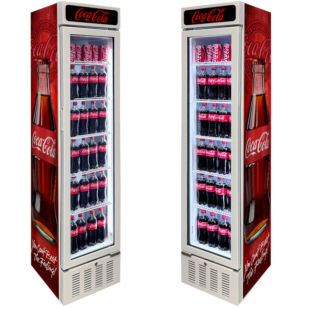 Coca-Cola Coca Cola Skinny White Upright Glass Door Bar Fridge | Retrocade - Image 12