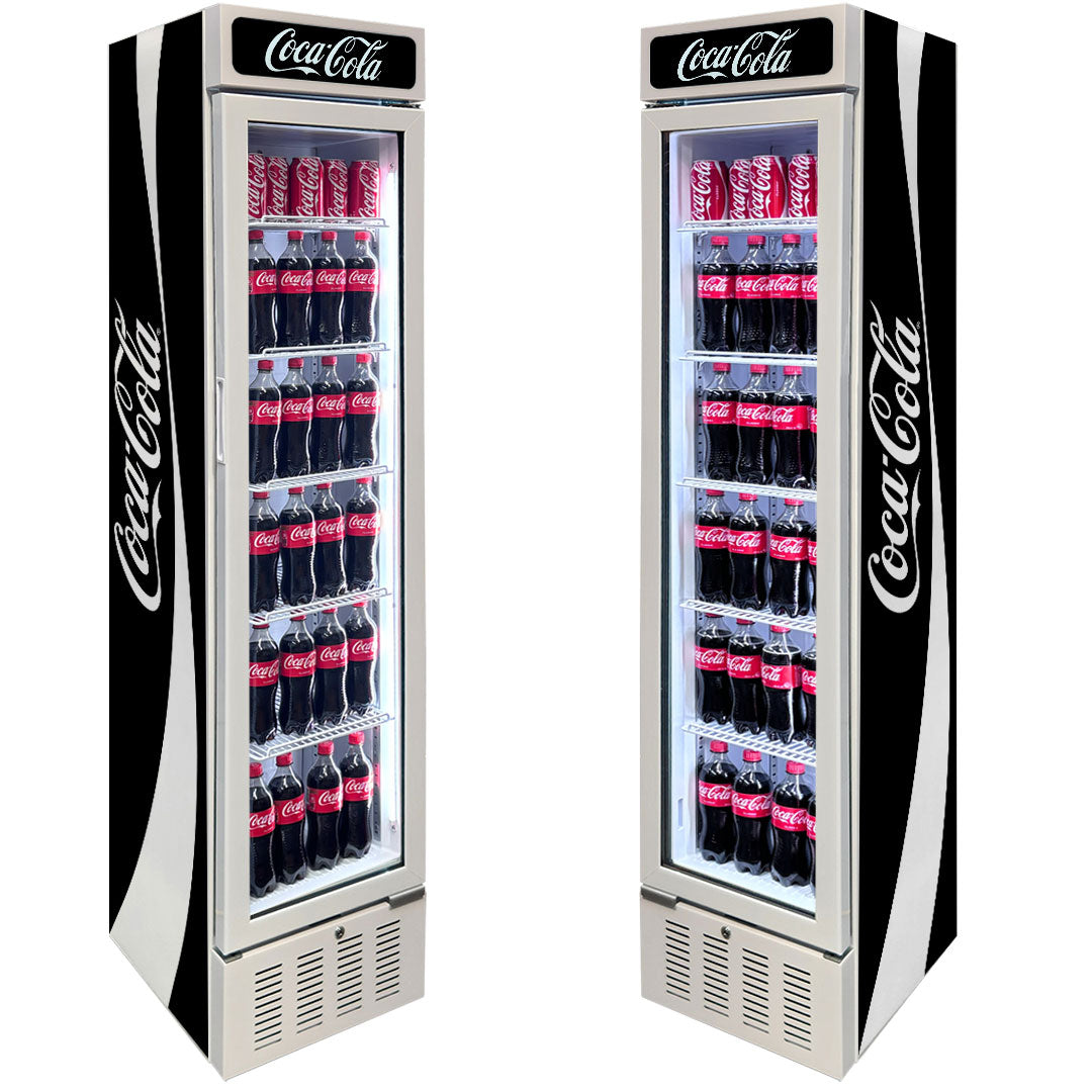 Coca-Cola Coca Cola Skinny White Upright Glass Door Bar Fridge | Retrocade - Image 4