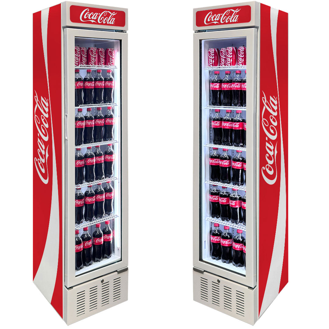 Coca-Cola Coca Cola Skinny White Upright Glass Door Bar Fridge | Retrocade - Image 2