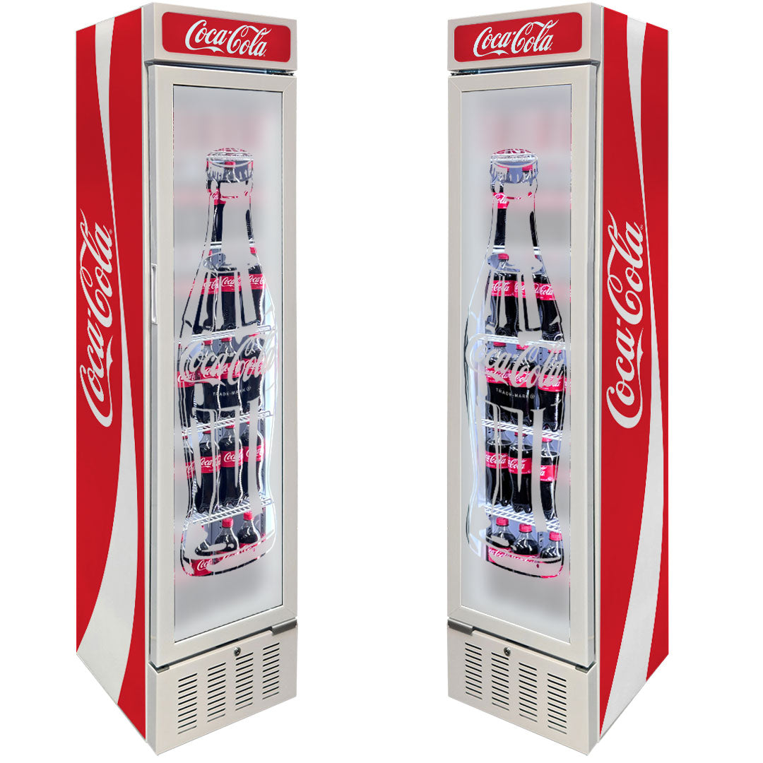 Coca-Cola Coca Cola Skinny White Upright Glass Door Bar Fridge | Retrocade - Image 3