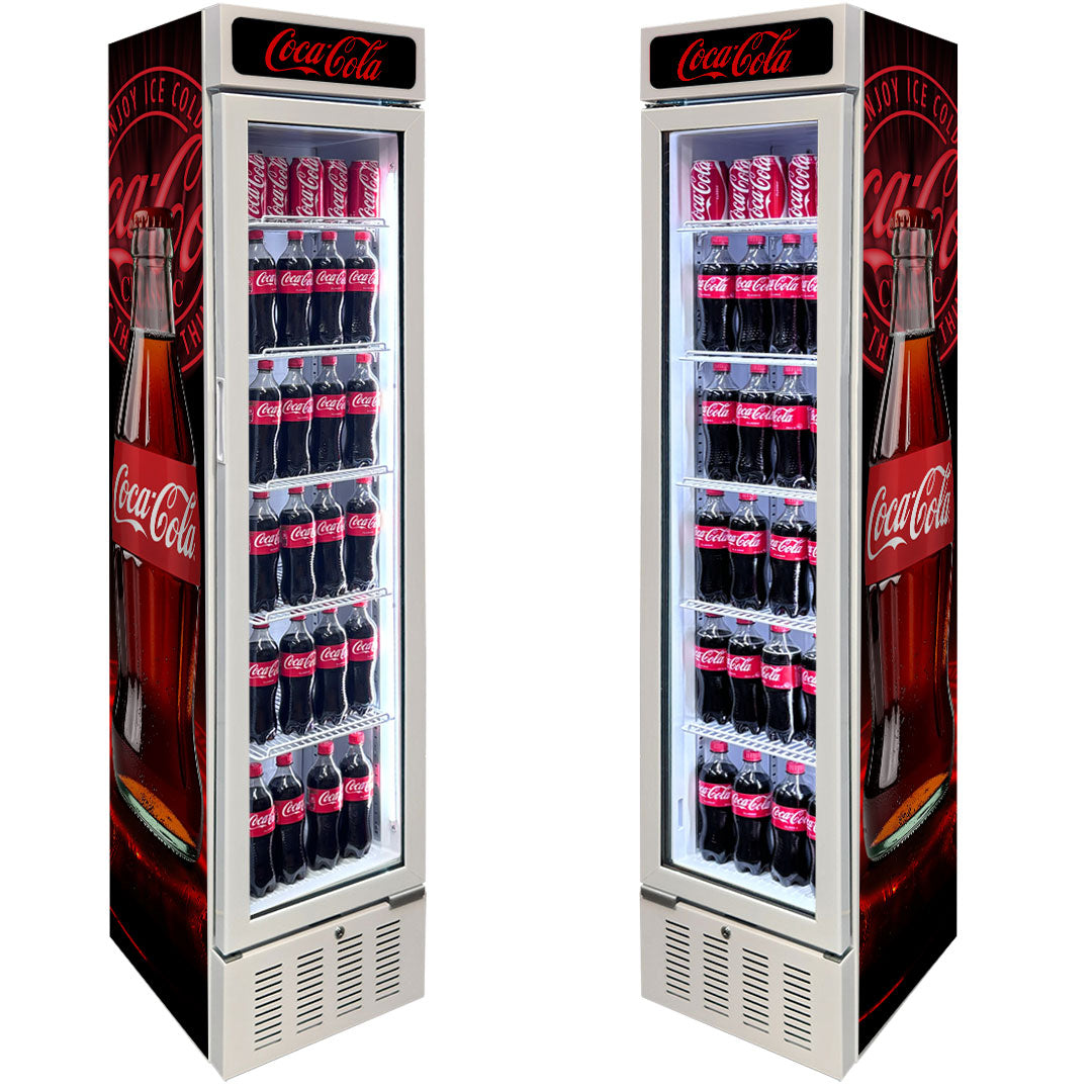 Coca-Cola Coca Cola Skinny White Upright Glass Door Bar Fridge | Retrocade - Image 8