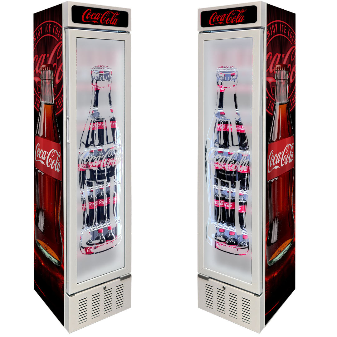 Coca-Cola Coca Cola Skinny White Upright Glass Door Bar Fridge | Retrocade - Image 9