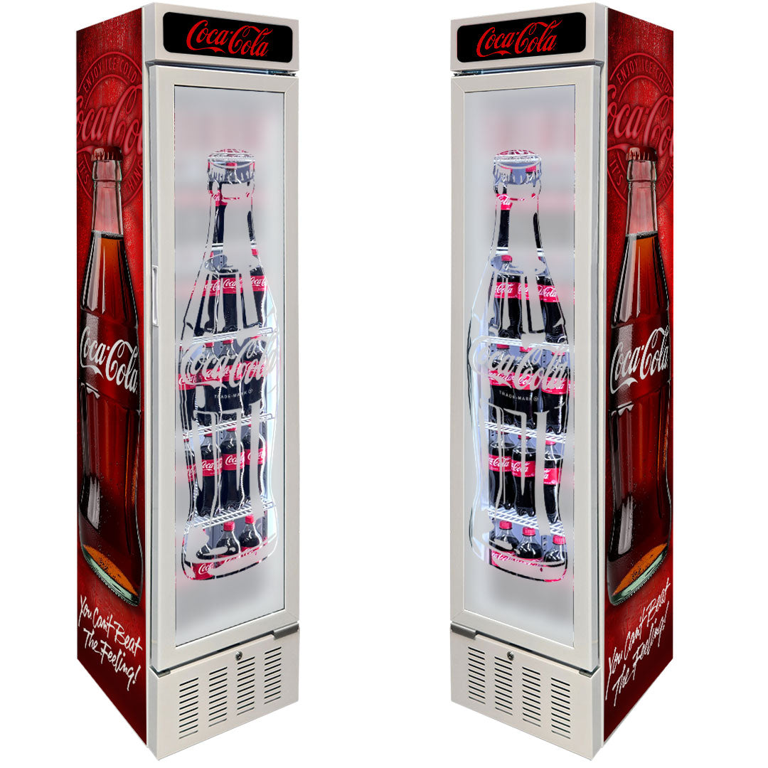 Coca-Cola Coca Cola Skinny White Upright Glass Door Bar Fridge | Retrocade - Image 15