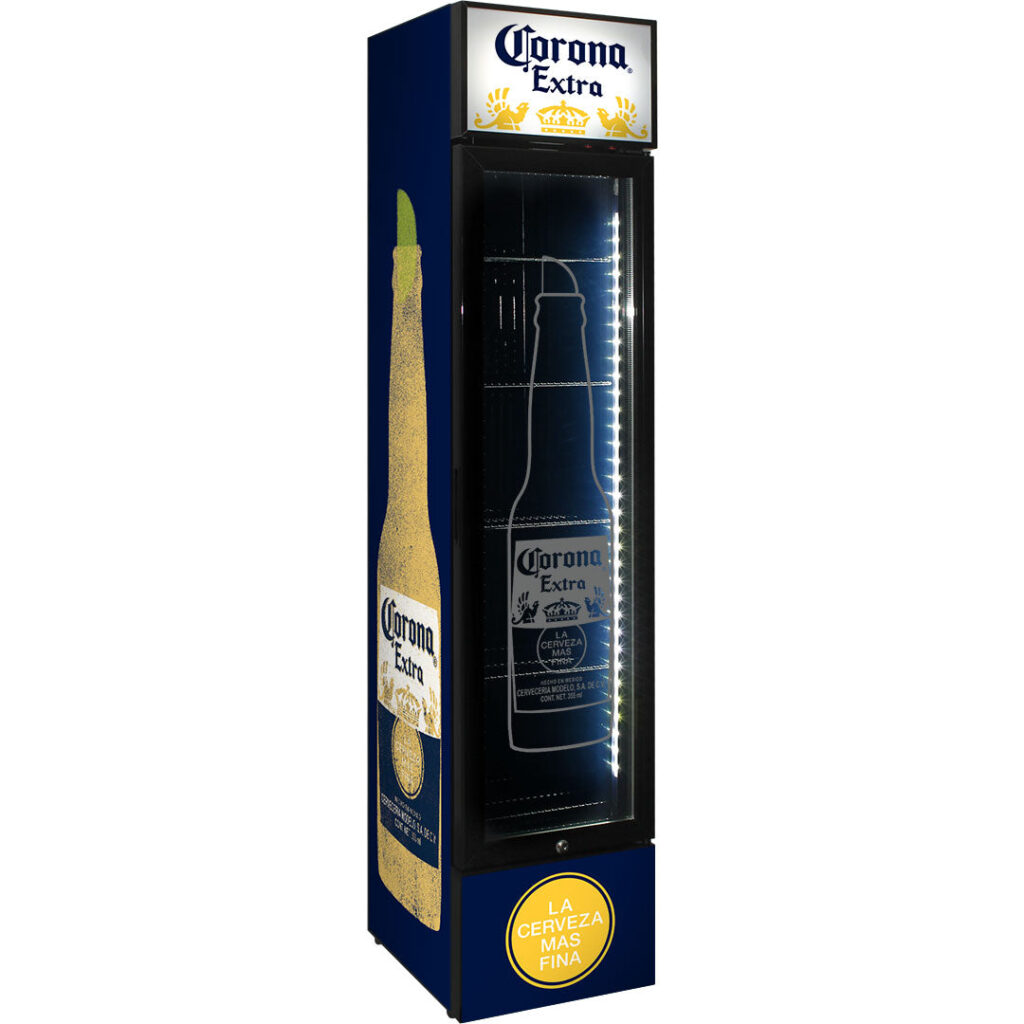 corona Corona Branded Skinny Upright Bar Fridge - Model SS-P160-CORONA | Retrocade