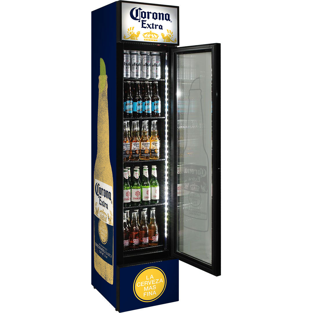corona Corona Branded Skinny Upright Bar Fridge - Model SS-P160-CORONA | Retrocade - Image 2