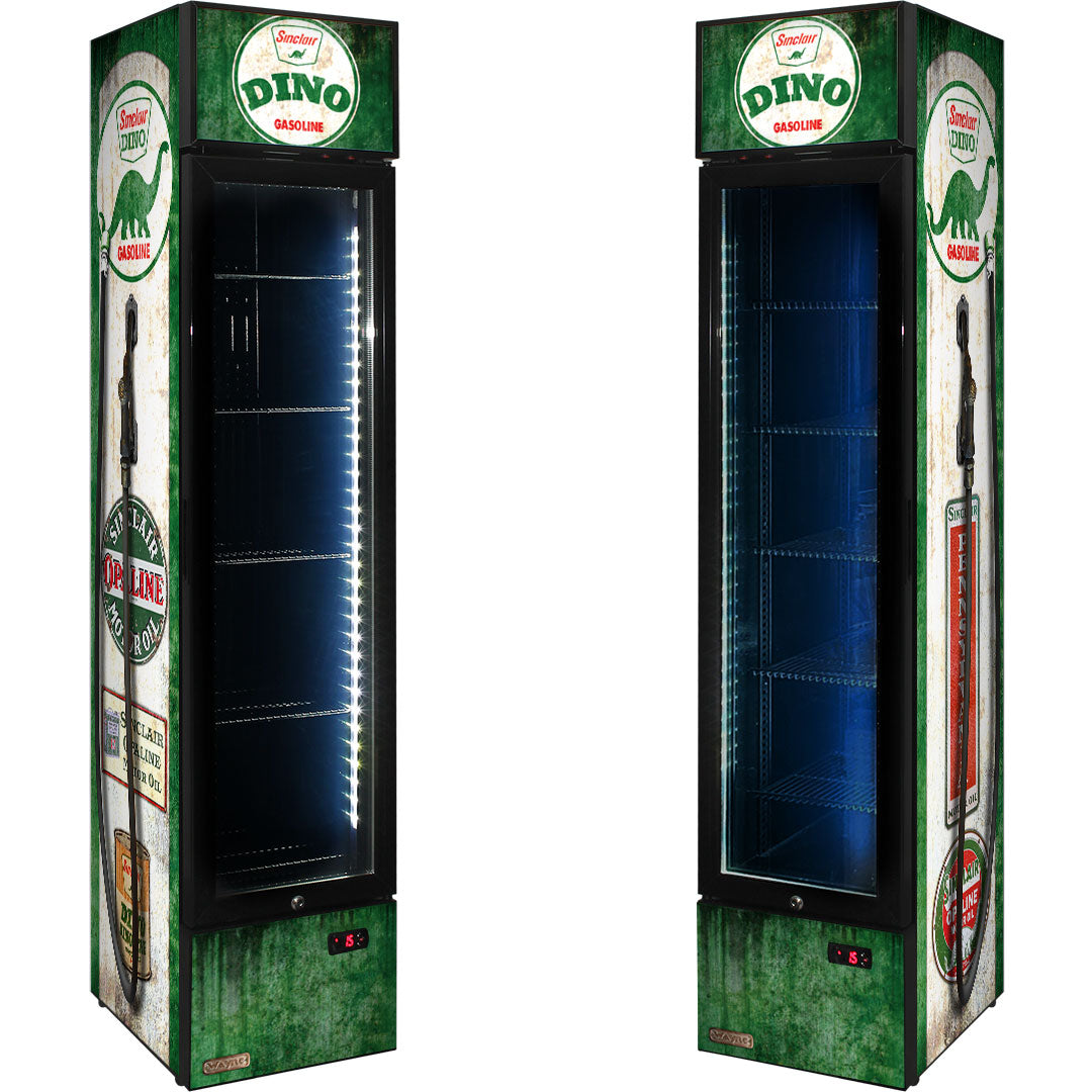 dino Dino Fuel Pump Branded Skinny Upright Bar Fridge - Model SS-P160-FP-DINO | Retrocade - Image 2