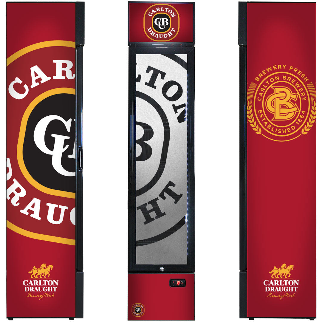 carlton draught Carlton Draught Branded Skinny Upright Bar Fridge - Model SS-P160-DRAUGHT | Retrocade - Image 4