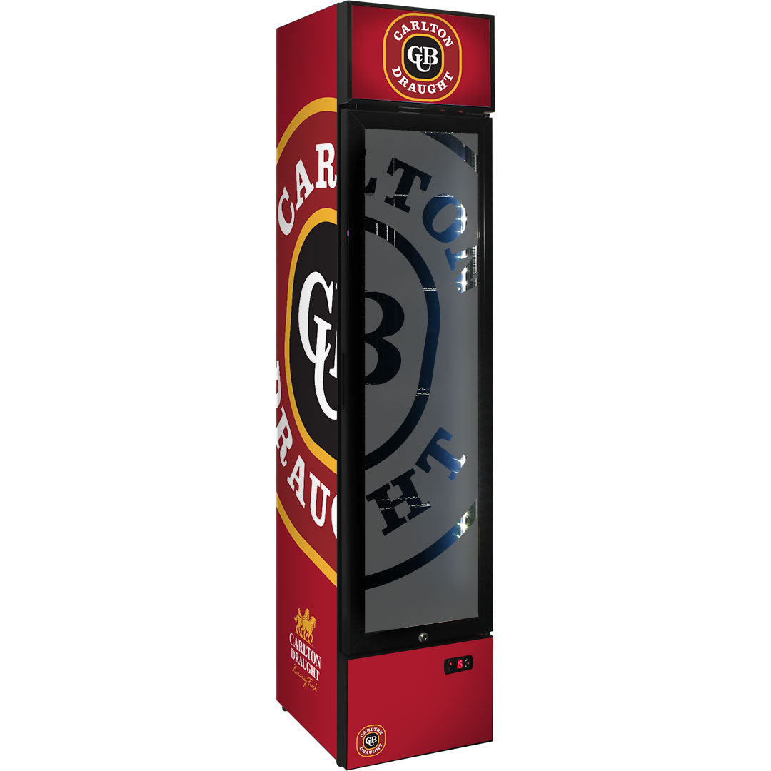 carlton draught Carlton Draught Branded Skinny Upright Bar Fridge - Model SS-P160-DRAUGHT | Retrocade