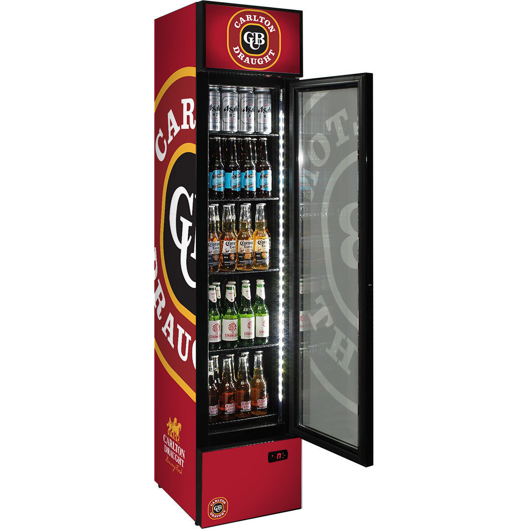 carlton draught Carlton Draught Branded Skinny Upright Bar Fridge - Model SS-P160-DRAUGHT | Retrocade - Image 3