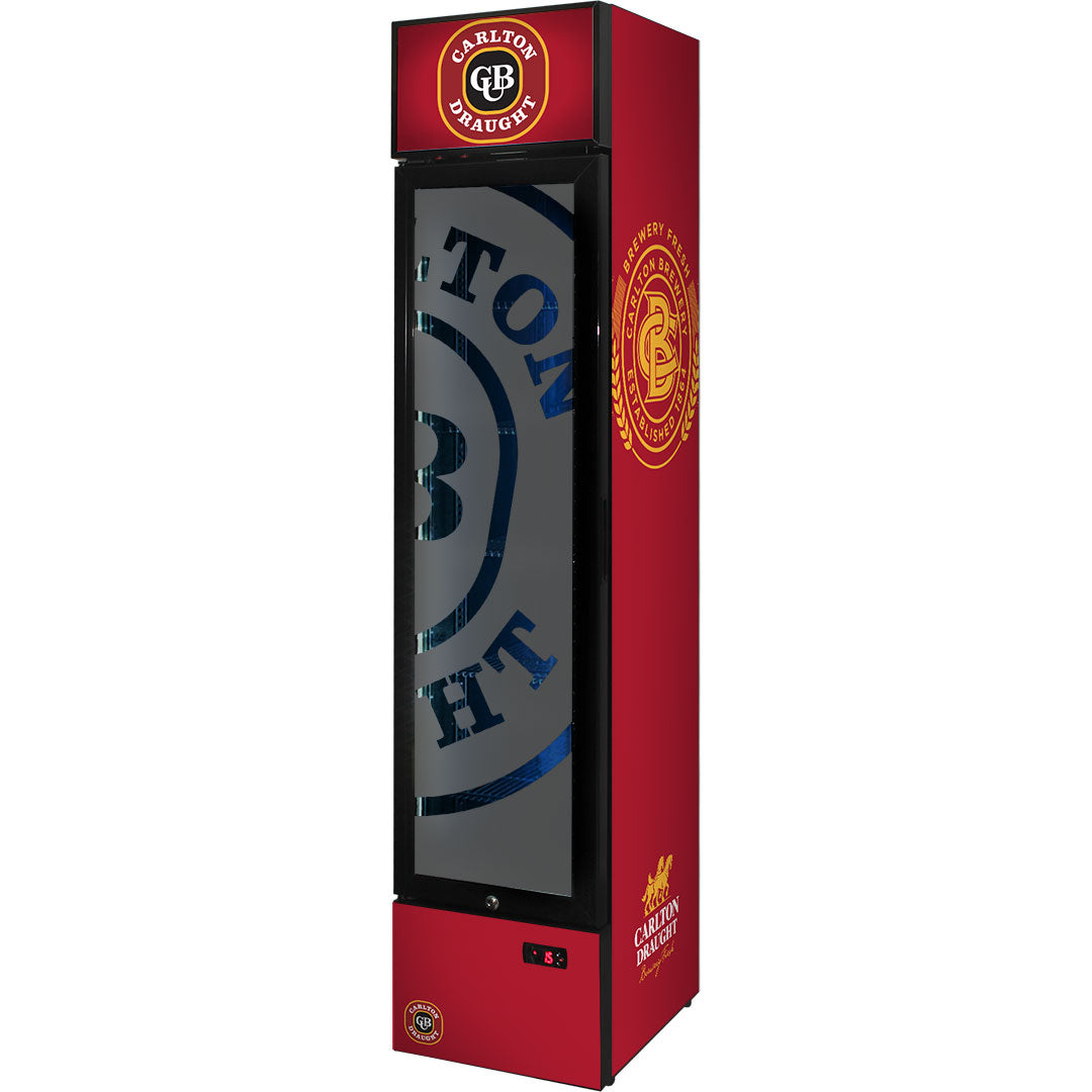 carlton draught Carlton Draught Branded Skinny Upright Bar Fridge - Model SS-P160-DRAUGHT | Retrocade - Image 2