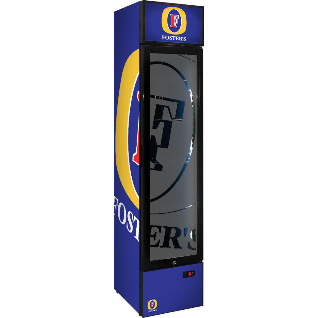 fosters Fosters Branded Skinny Upright Bar Fridge - Model SS-P160-FOSTERS | Retrocade