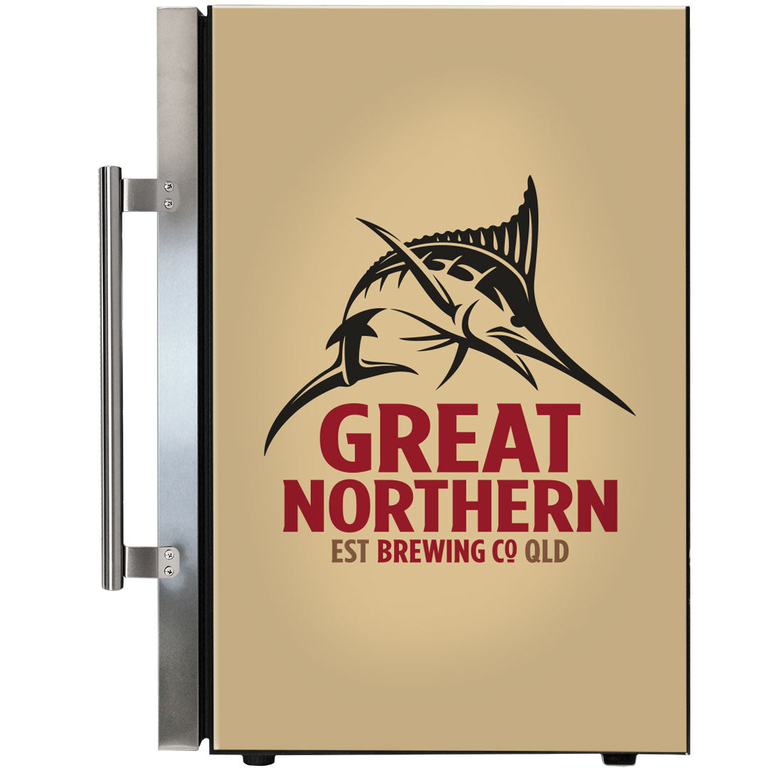 great northern Great Northern Gold Tropical Glass Door Fridge - 80 Cans Right Hinge Model EC68-SSH-GOLD | Retrocade - Image 9