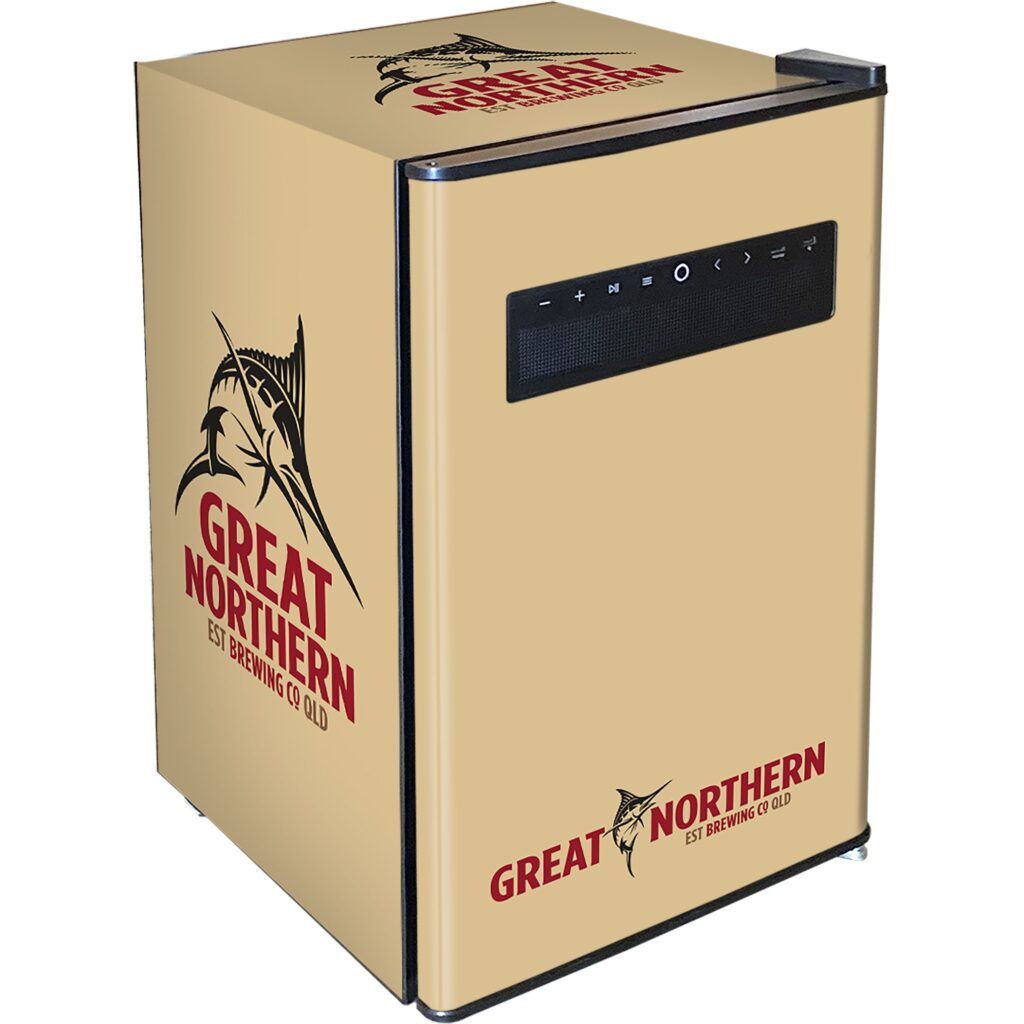 great northern Schmick Great Northern Blue Tooth Speaker Disco Bar Fridge - Model BC70B-BTS-GOLD | Retrocade