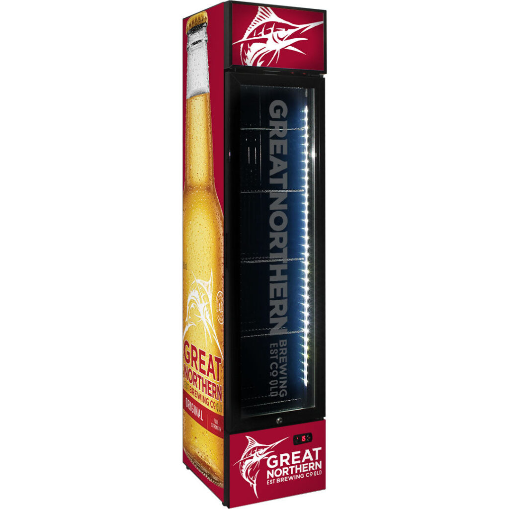 great northern Great Northern Original Branded Skinny Upright Bar Fridge - Model SS-P160-ORIG | Retrocade