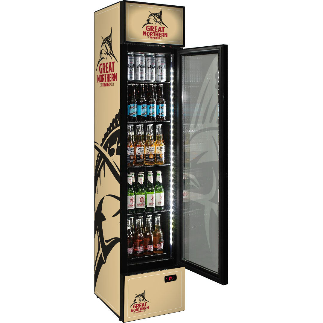 great northern Great Northern Branded Skinny Upright Bar Fridge - Model SS-P160-GOLD | Retrocade - Image 5