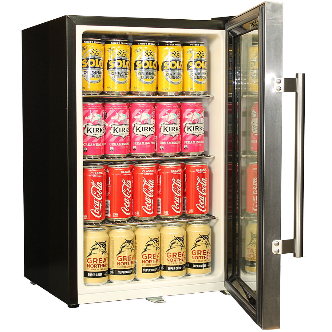 victoria bitter VB Tropical Glass Door Mini Bar Fridge Chromed Adjustable Shelves Blue Led Light And Holds 80 Cans EC68L-SSH-VB-V1 | Retrocade - Image 3