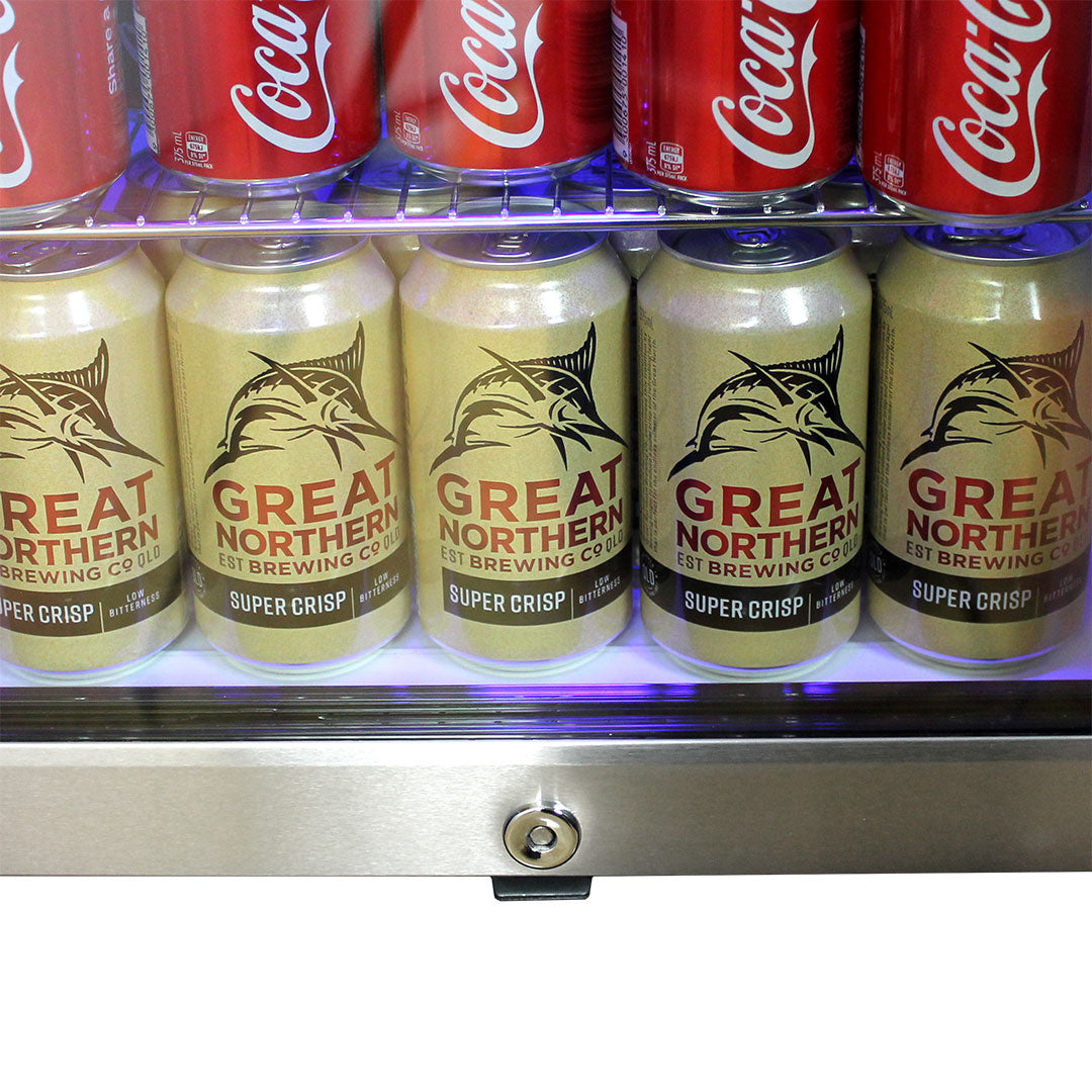 great northern Great Northern Original Tropical Glass Door Fridge - 80 Cans Left Hinge Model EC68L-SSH-CRISP | Retrocade - Image 4