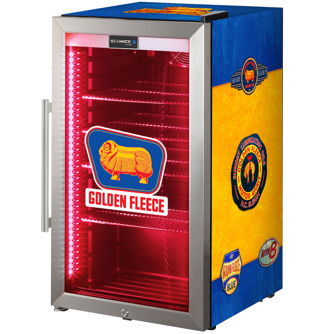 golden fleece Golden Fleece Schmick Vintage Fuel Pump Triple Glazed Alfresco Bar Fridge With LED Strip Lights - Model SC88-FP-FLEECE | Retrocade - Default Title - Image 11