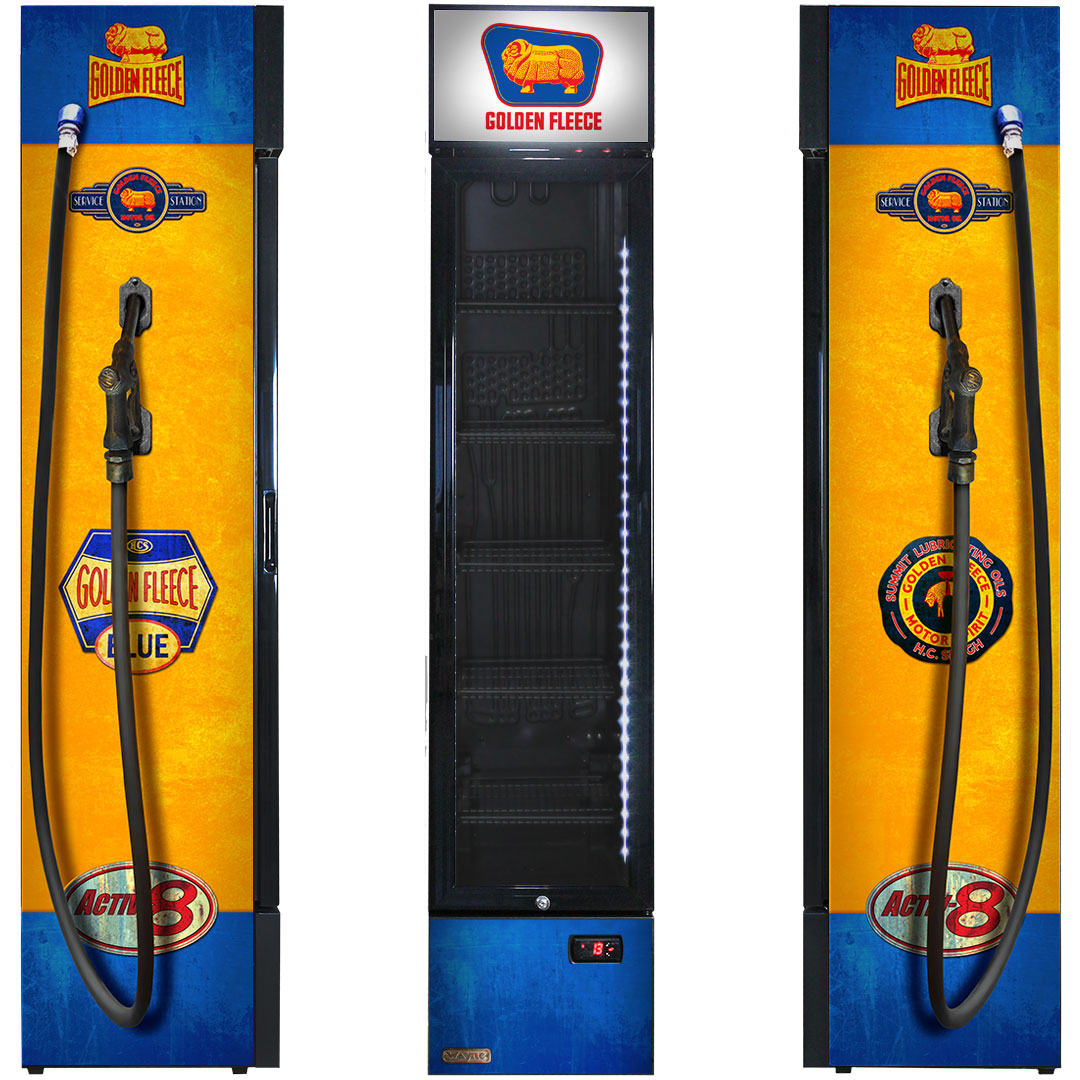 golden fleece Golden Fleece Fuel Pump Branded Skinny Upright Bar Fridge - Model SS-P160-FP-FLEECE | Retrocade - Image 4
