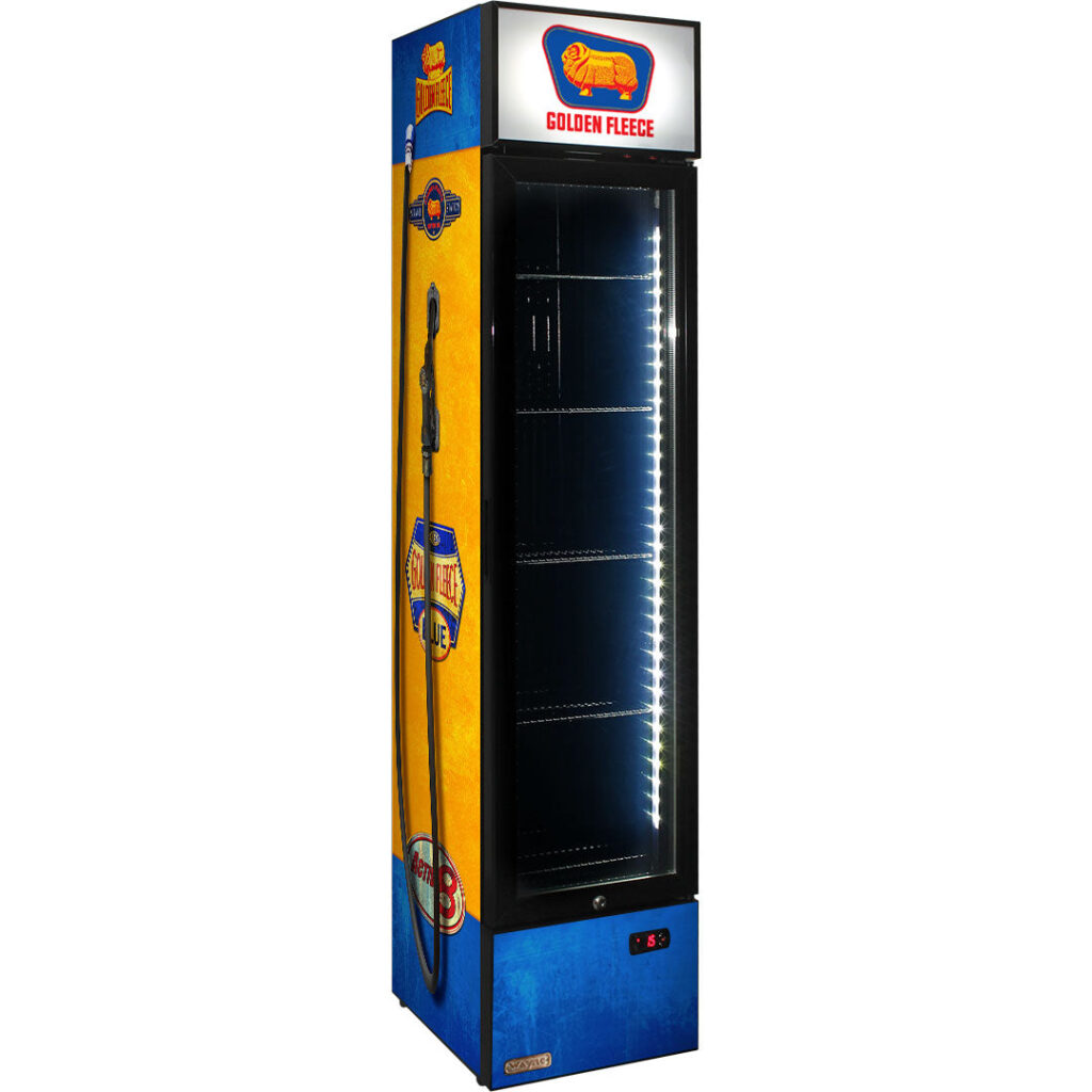 golden fleece Golden Fleece Fuel Pump Branded Skinny Upright Bar Fridge - Model SS-P160-FP-FLEECE | Retrocade - Default Title