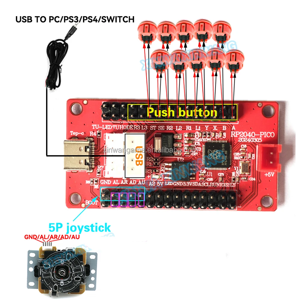 Pico Board Arcade Joystick DIY Kit for PC and PS4 - Image 6