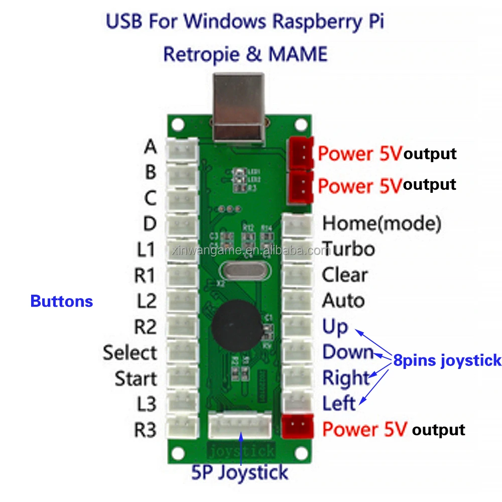 Happ-Style 2-Player USB Arcade Controller DIY Kit - Image 3