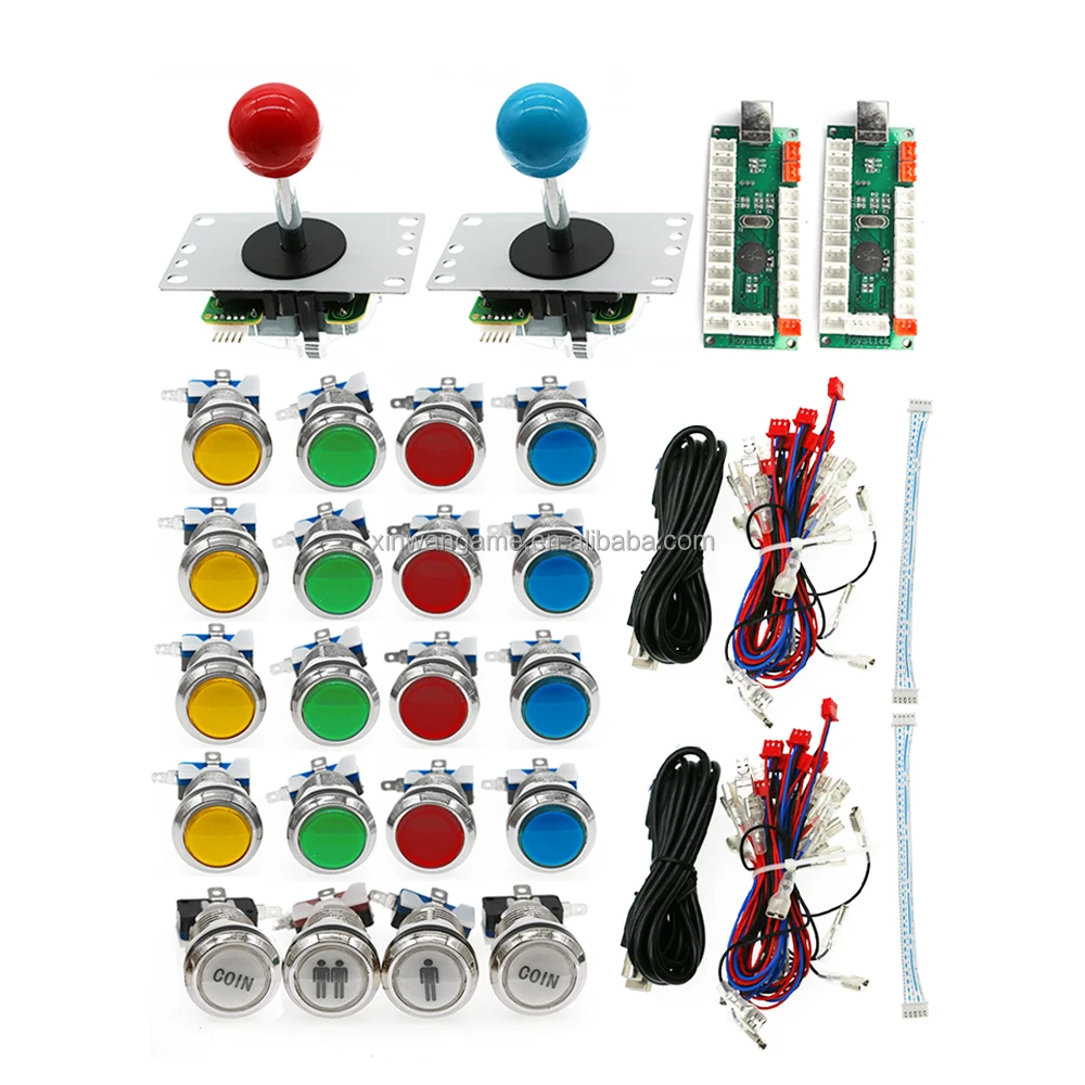 USB Arcade Stick DIY Kit with 33mm Chrome LED Buttons