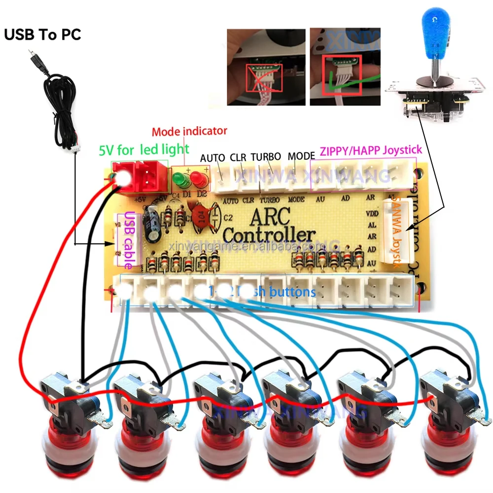 2-Player Raspberry Pi USB Arcade Board DIY Kit - Image 3