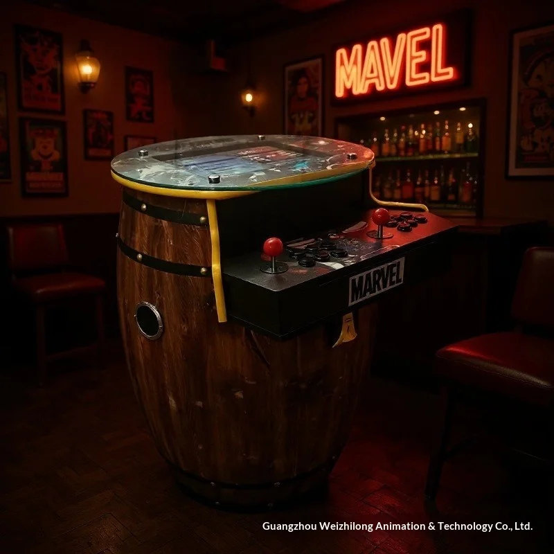 Wooden Beer Barrel Arcade Machine – 2-Player - Image 3