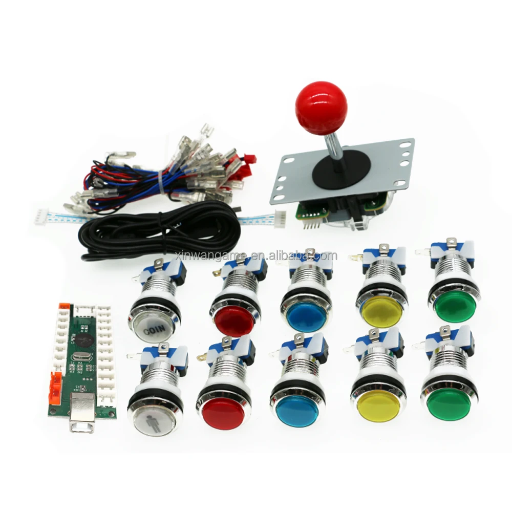 USB Arcade Stick DIY Kit with 33mm Chrome LED Buttons - Image 2