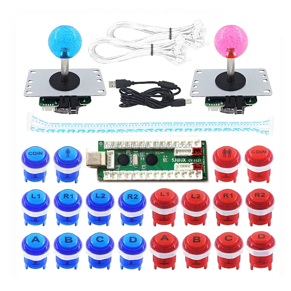 2-Player USB Arcade Kit with 28mm Clear Buttons