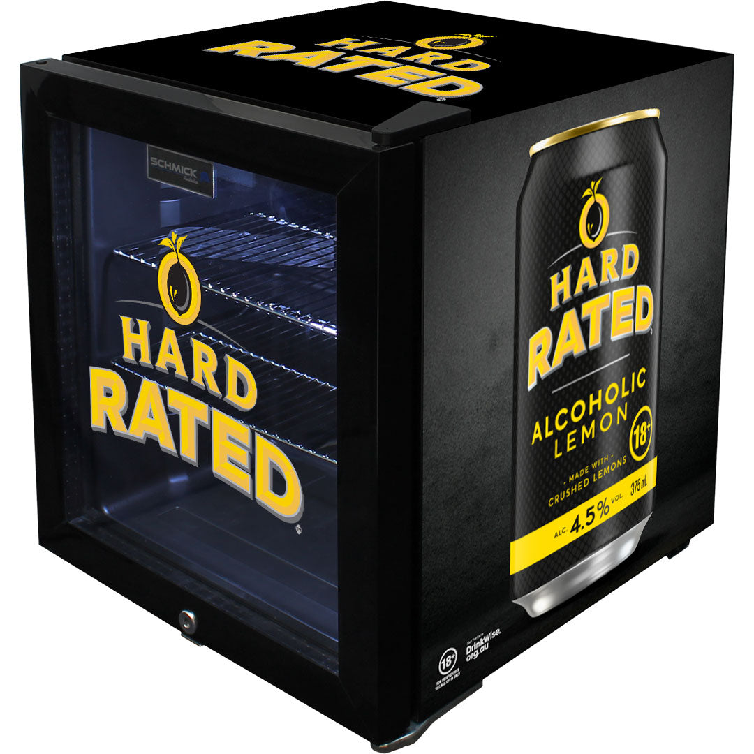 hard rated Hard Rated branded Glass Door Mini Bar Fridge With Lock - 38 Cans - Model SC50AB-HR | Retrocade - Image 4
