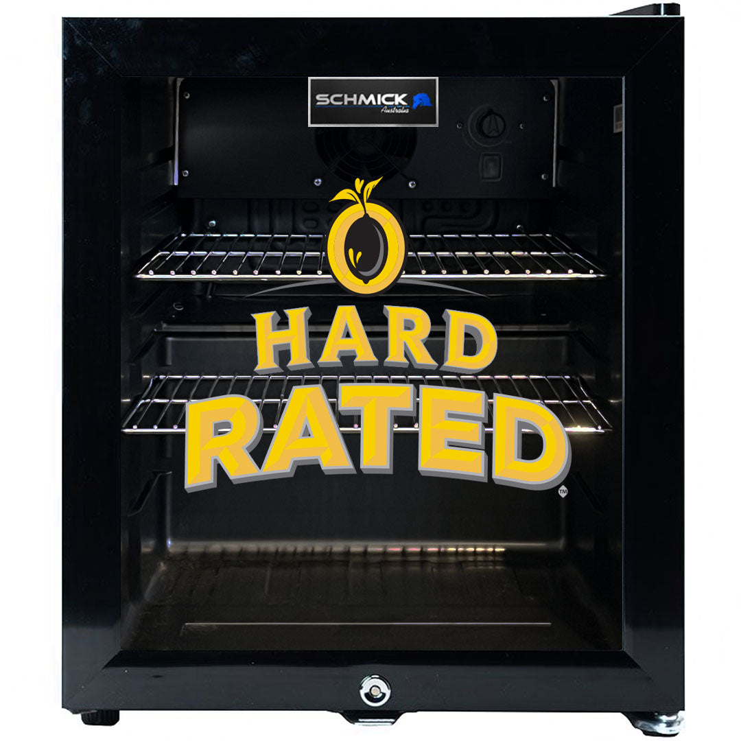 hard rated Hard Rated branded Glass Door Mini Bar Fridge With Lock - 38 Cans - Model SC50AB-HR | Retrocade - Image 5