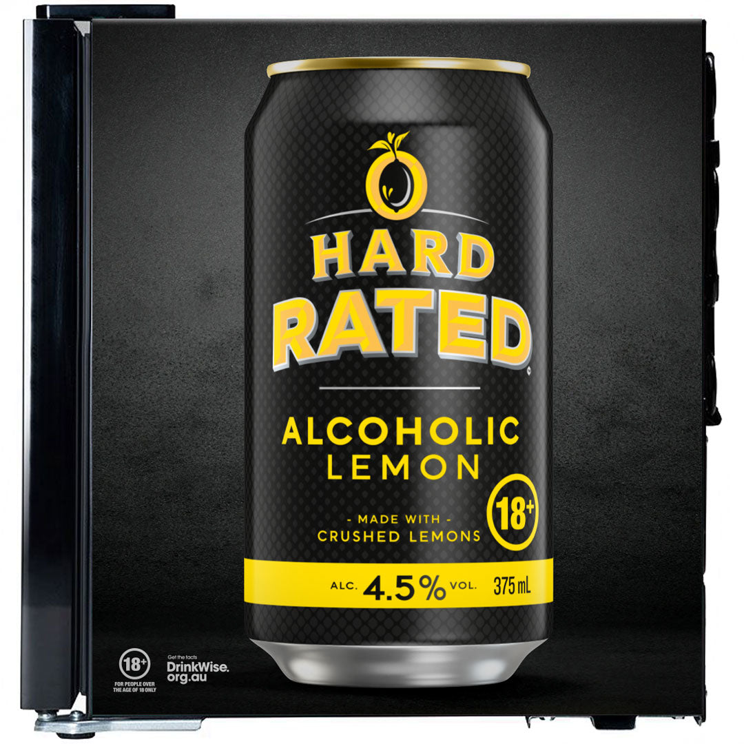 hard rated Hard Rated branded Glass Door Mini Bar Fridge With Lock - 38 Cans - Model SC50AB-HR | Retrocade - Image 7