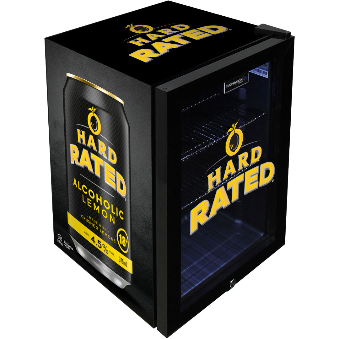 hard rated Hard Rated Branded Glass Door Bar Fridge With Cool Frosted Door Logo - Model SC70-B-HR | Retrocade - Image 3