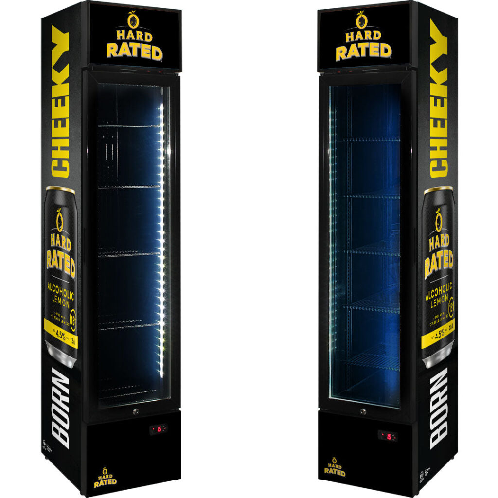 hard rated HARD RATED Branded Skinny Upright Bar Fridge - Model SS-P160-HR | Retrocade