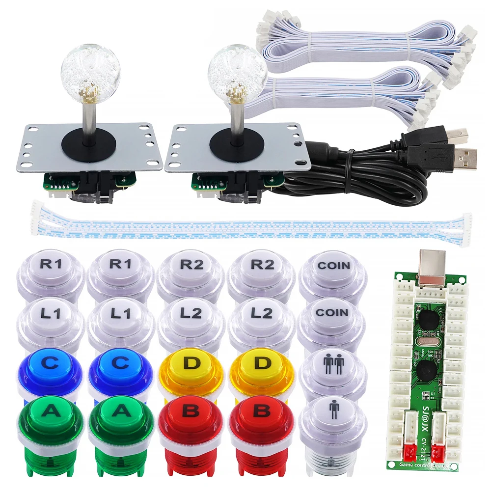 2-Player USB Arcade Kit with 5V LED Buttons