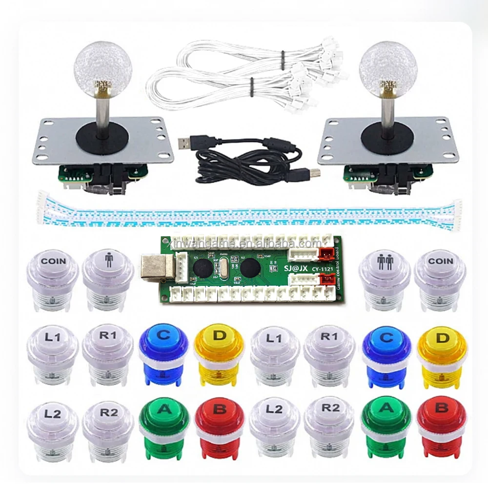 2-Player USB Arcade Kit with 28mm Clear Buttons - Image 4