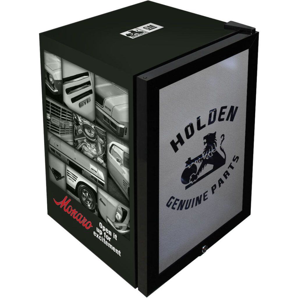 Holden Holden Heritage Collection Holden Genuine Parts Glass Door Bar Fridge With Cool Frosted Door Logo - Model SC70-B-GENPARTS | Retrocade