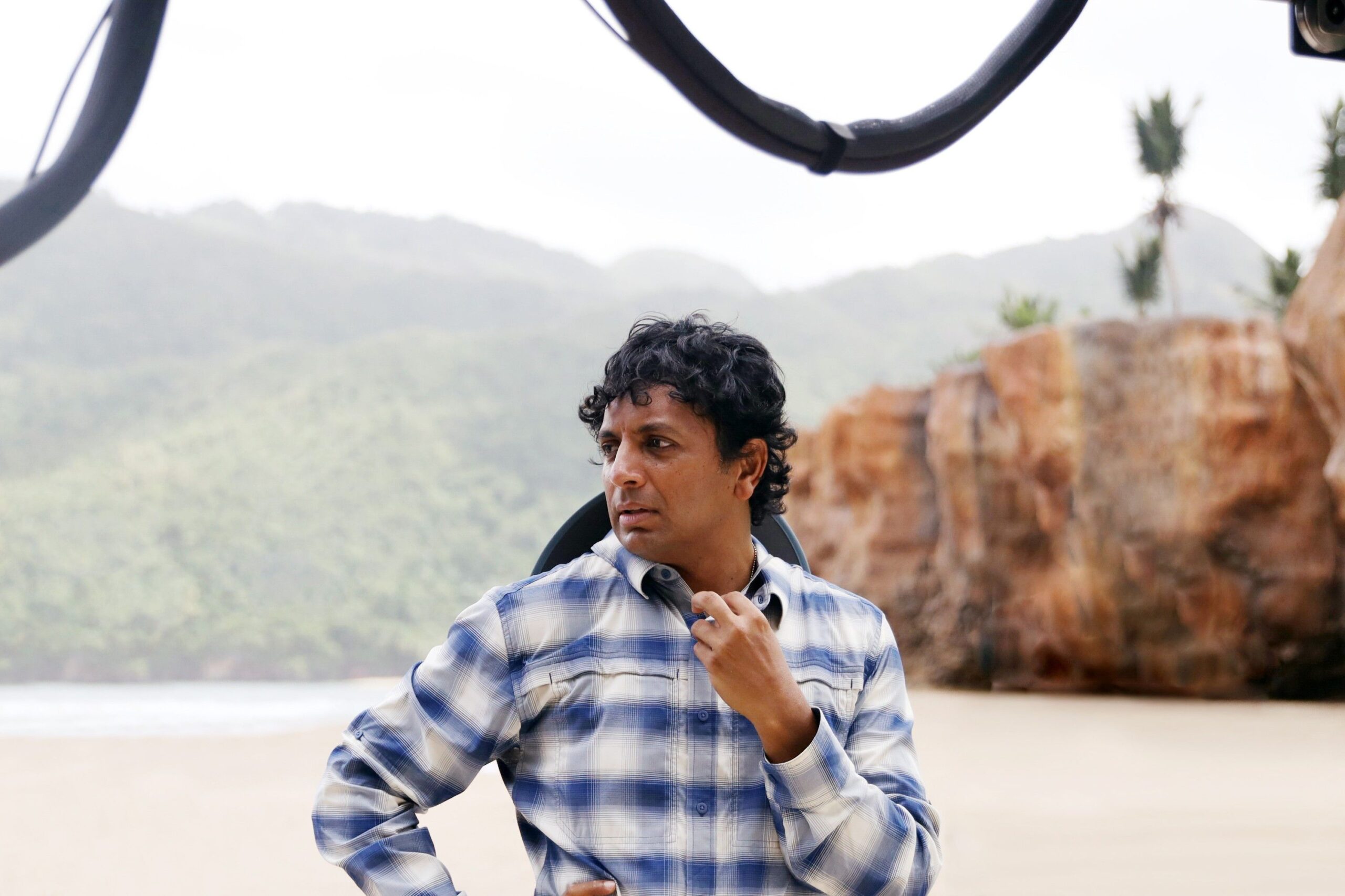 M. Night Shyamalan on the set of Old