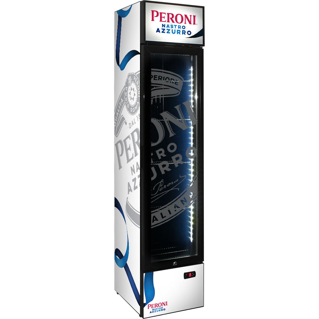 peroni Peroni Branded Skinny Upright Bar Fridge - Model SS-P160-PERONI-V2 | Retrocade