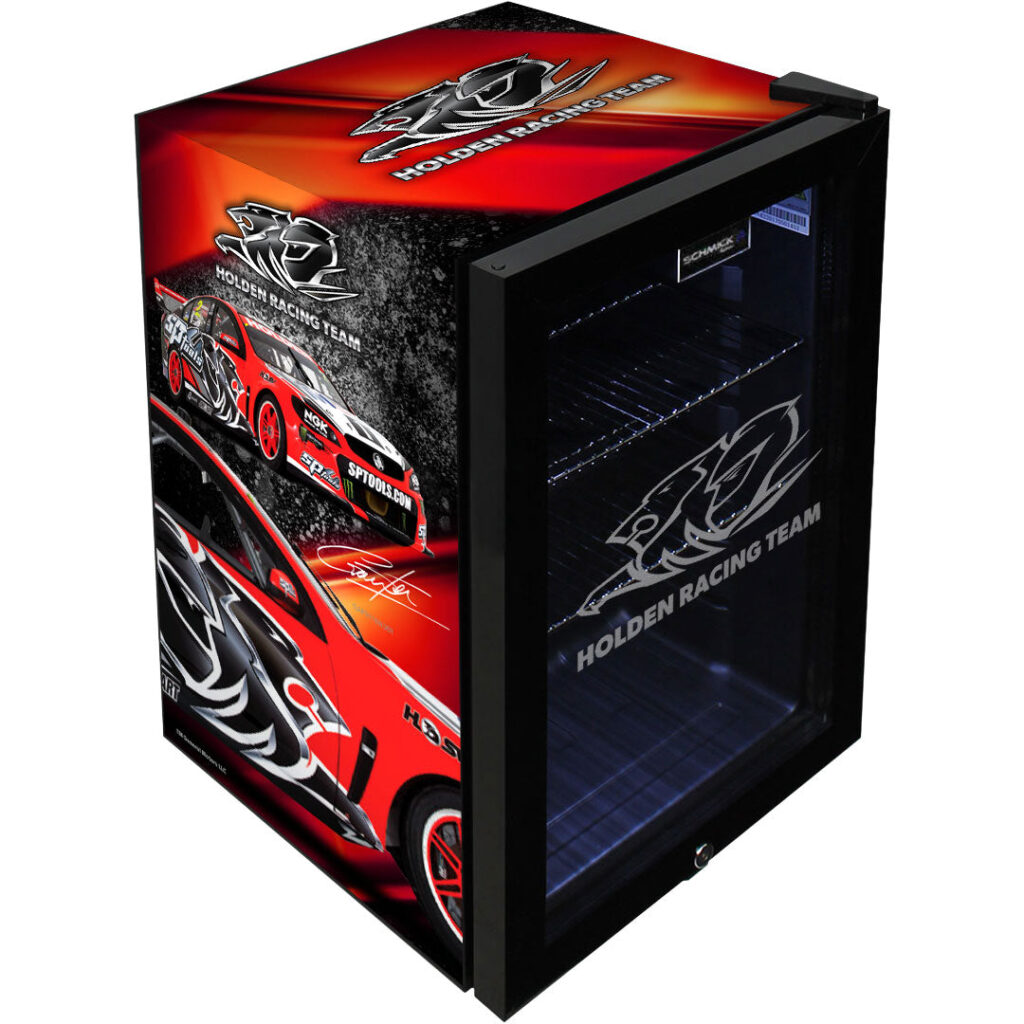 Holden HRT Holden Racing Team Glass Door Bar Fridge With Cool Frosted Door Logo - Model SC70-B-HRT | Retrocade
